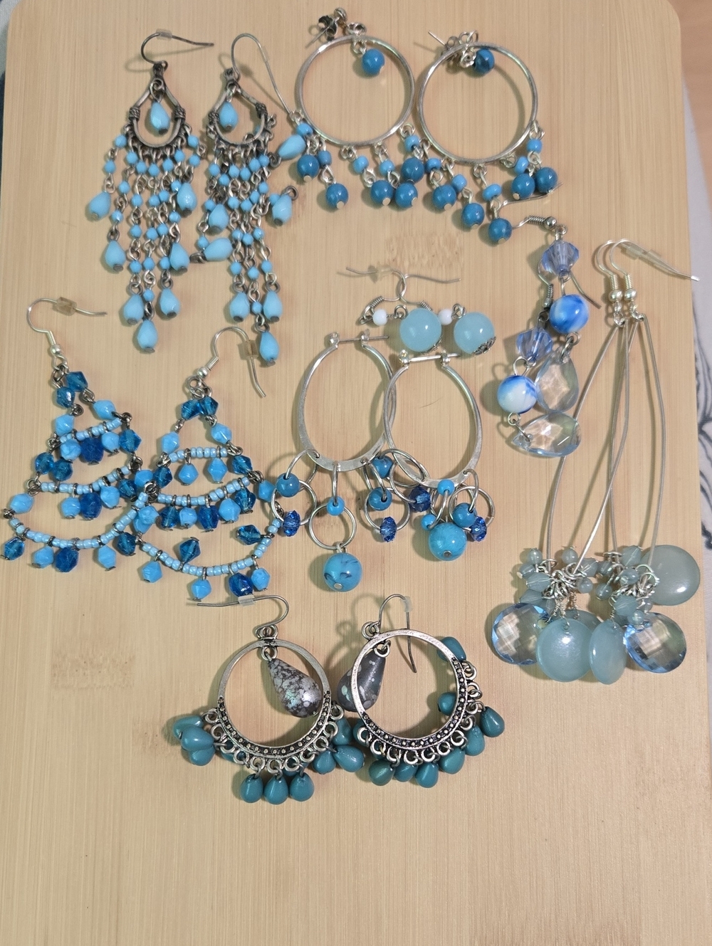 Handcrafted Blue Bead Hoop & Dangle Earring Collection